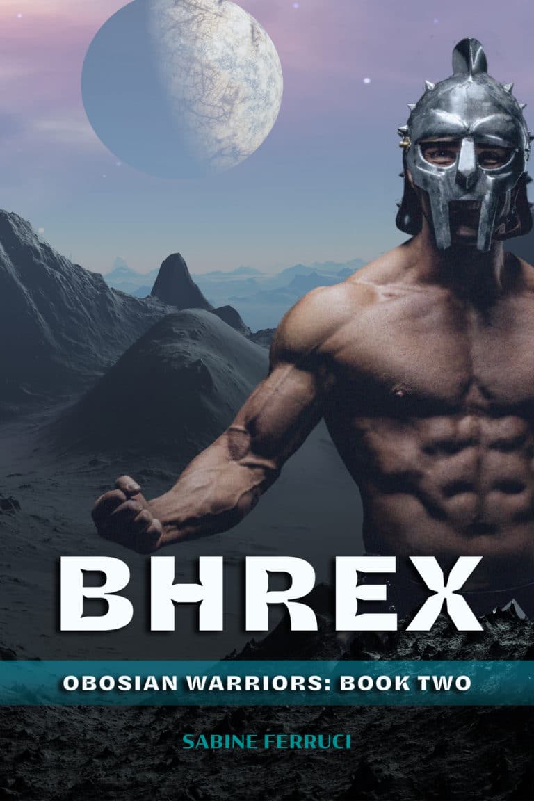 Book cover with shirtless male gladiator on an alien planet